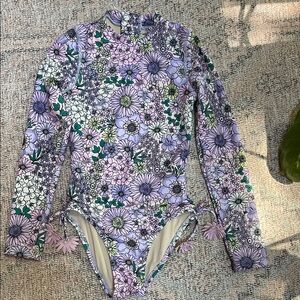 Floral Long Sleeve Kids One Piece rash guard swimsuit Shade Critters (6)